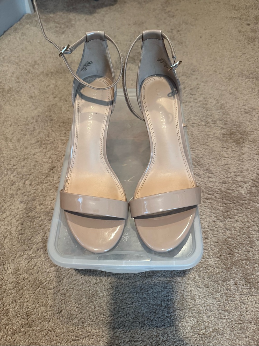 Kelly & Kate Ankle Strap Patent Leather Sandals in Nude